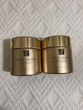 Lot of 2--Estee Lauder 16.7 oz Re-Nutriv Creme Gold REUSABLE Containers
